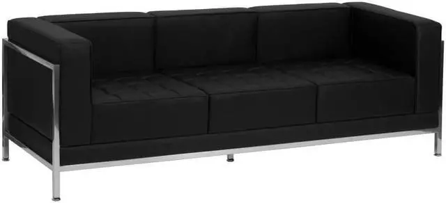 Alt view image 4 of 12 - Flash Furniture Hercules Imagination Series Contemporary Black Leather Sofa with Encasing Frame