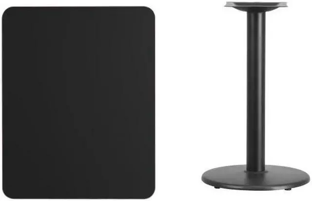 Alt view image 8 of 12 - 24'' x 30'' Rectangular Black Laminate Table Top with 18'' Round Table Height Base
