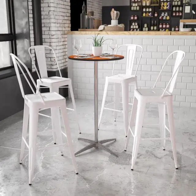 Alt view image 18 of 20 - 24'' Round Wood Cocktail Table with 30'' and 42'' Columns