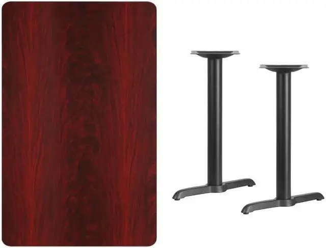 Alt view image 8 of 8 - Flash Furniture 30 by 48" Rectangular Mahogany Laminate Table Top with 5 by 22" Table Height Bases