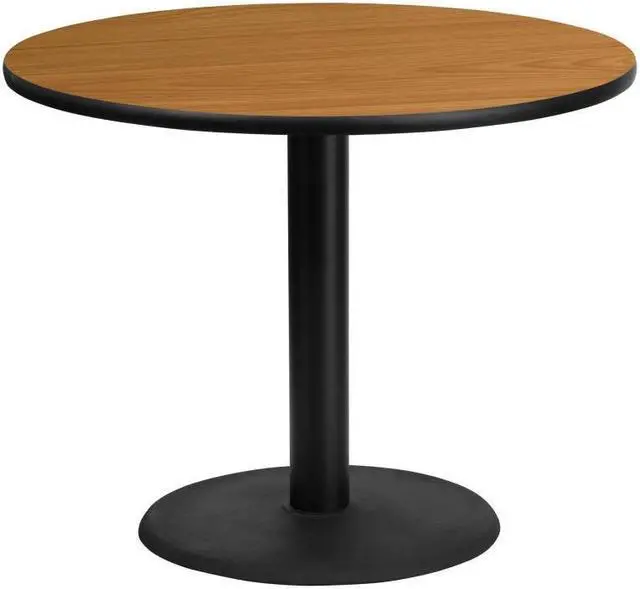 Alt view image 4 of 14 - Flash Furniture 36" Round Natural Laminate Table Top with 24" Round Table Height Base