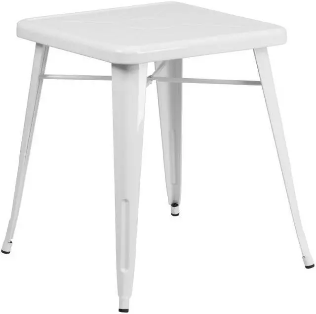 Alt view image 7 of 8 - Commercial Grade 23.75" Square White Metal Indoor-Outdoor Table