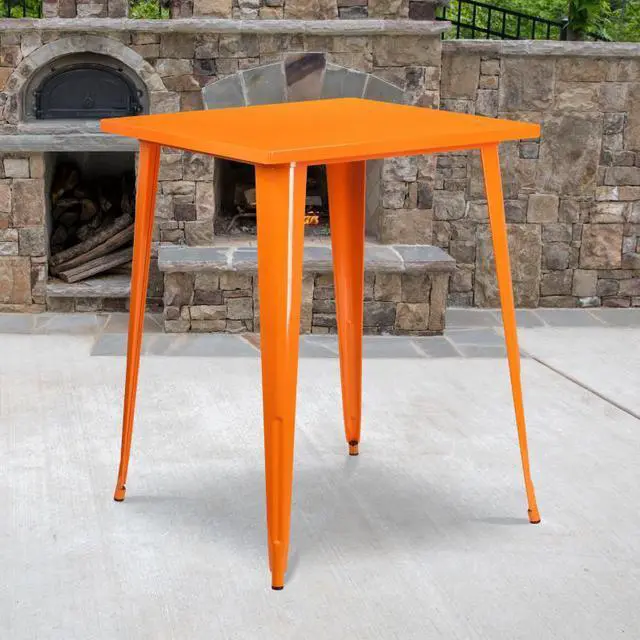Main image of Flash Furniture Square Bar Height Orange Metal Indoor-Outdoor Table, 31.5''