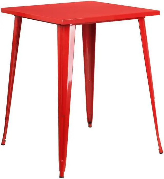 Alt view image 3 of 6 - Flash Furniture Square Bar Height Red Metal Indoor-Outdoor Table, 31.5''