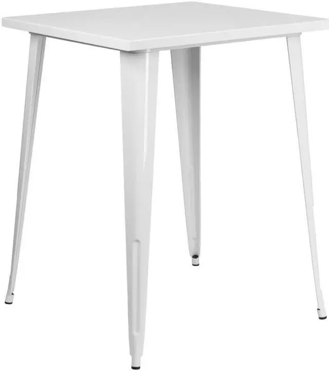 Alt view image 5 of 10 - Commercial Grade 31.5" Square White Metal Indoor-Outdoor Bar Height Table