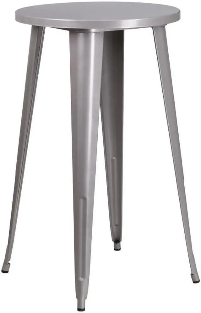 Alt view image 4 of 16 - Flash Furniture 24'' Round Silver Metal Indoor-Outdoor bar Height Table