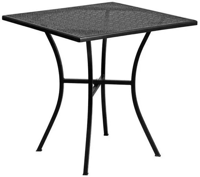 Alt view image 15 of 20 - Commercial Grade 28" Square Black Indoor-Outdoor Steel Patio Table