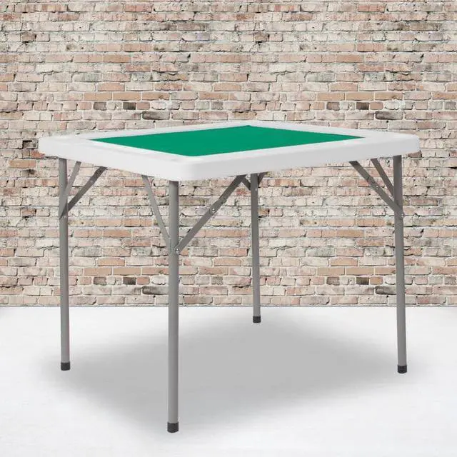 Alt view image 6 of 15 - 34.5" Square 4-Player Folding Card Game Table with Green Playing Surface and Cup Holders