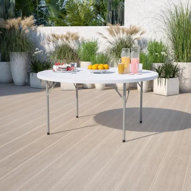 Alt view image 8 of 10 - Flash Furniture DAD-YCZ-1-GW-GG 60" Round Granite White Plastic Folding Table