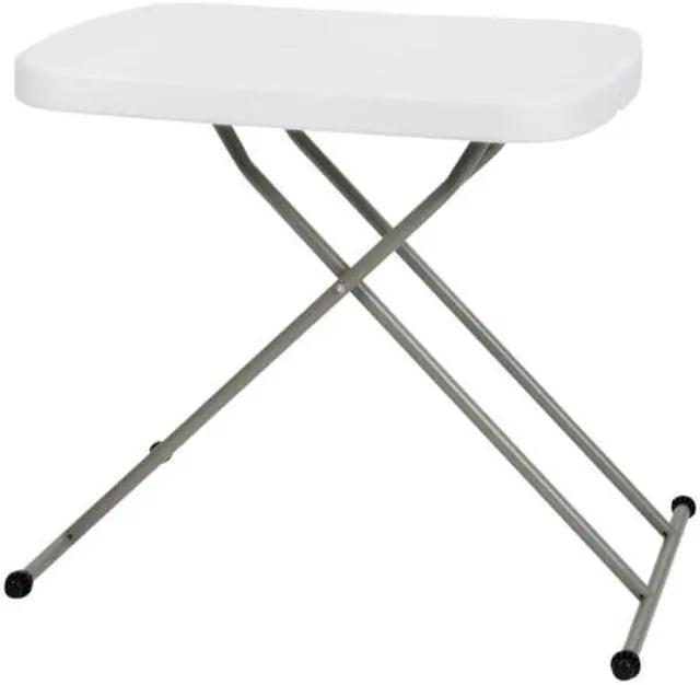 Alt view image 19 of 20 - 26 Inch Granite White Indoor/Outdoor Plastic Folding Table, Adjustable Height Commercial Grade Side Table, Laptop Table, TV Tray