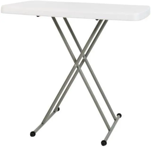 Alt view image 19 of 20 - 30 Inch Granite White Indoor/Outdoor Plastic Folding Table, Adjustable Height Commercial Grade Side Table, Laptop Table, TV Tray