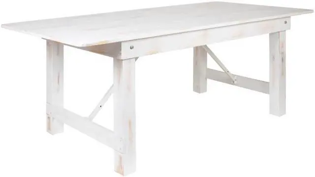 Alt view image 15 of 16 - HERCULES Series 7' x 40" Rectangular Antique Rustic White Solid Pine Folding Farm Table