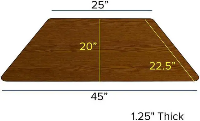 Alt view image 3 of 6 - Flash Furniture Mobile 24 by 48-Inch Trapezoid Activity Table with 1.25-Inch Thick High Pressure Oak Laminate Top and Standard Height Adjustable Legs