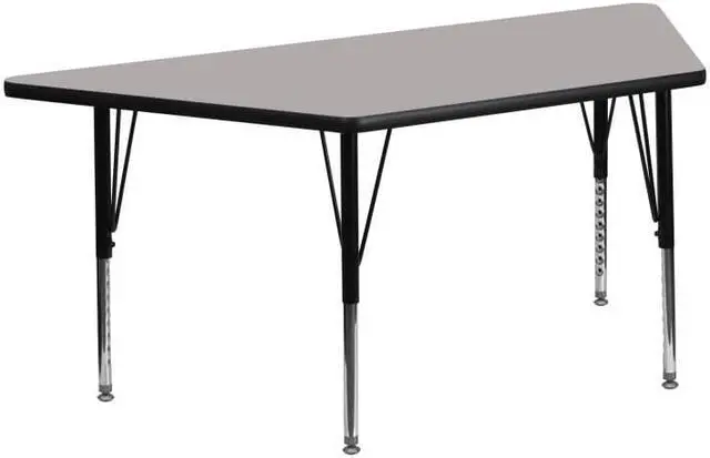 Main image of Flash Furniture XU-A2448-TRAP-GY-H-P-GG Trapezoid Activity Table with High Pressure Grey Laminate Top/Height Adjustable Pre-School Legs