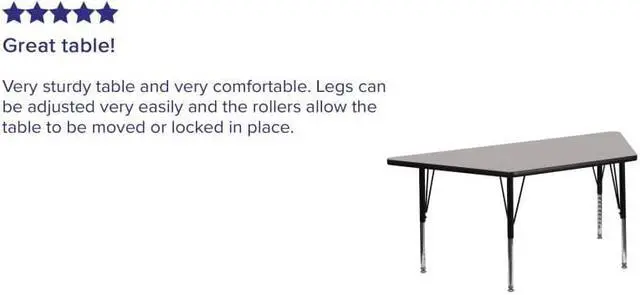 Alt view image 3 of 6 - Flash Furniture XU-A2448-TRAP-GY-H-P-GG Trapezoid Activity Table with High Pressure Grey Laminate Top/Height Adjustable Pre-School Legs