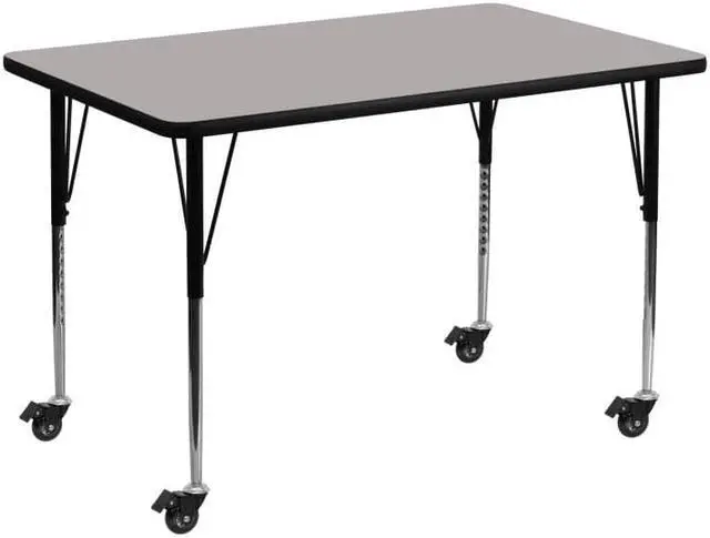 Alt view image 2 of 6 - Flash Furniture Mobile 30 by 48-Inch Rectangular Activity Table with 1.25-Inch Thick High Pressure Grey Laminate Top and Standard Height Adjustable Legs