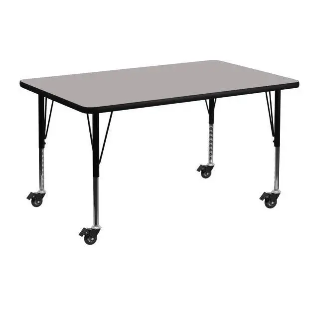 Alt view image 2 of 6 - Flash Furniture Mobile 30 by 48-Inch Rectangular Activity Table with 1.25-Inch Thick High Pressure Grey Laminate Top and Height Adjustable Pre-School Legs