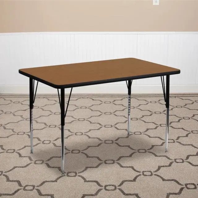 Alt view image 2 of 6 - Flash Furniture XU-A3048-REC-OAK-T-A-GGRectangular Activity Table with Oak Thermal Fused Laminate Top/Standard Height Adjustable Legs