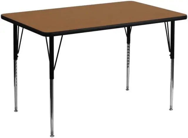 Alt view image 3 of 6 - Flash Furniture XU-A3048-REC-OAK-T-A-GGRectangular Activity Table with Oak Thermal Fused Laminate Top/Standard Height Adjustable Legs