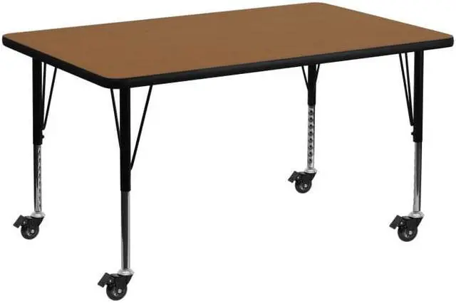 Main image of Flash Furniture Mobile 30 by 48-Inch Rectangular Activity Table with Oak Thermal Fused Laminate Top and Height Adjustable Pre-School Legs