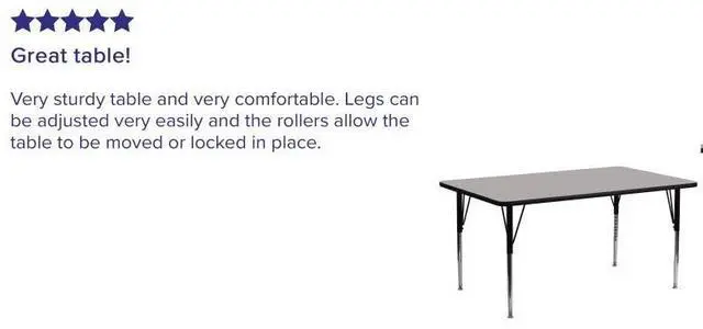 Alt view image 4 of 8 - Flash Furniture XU-A3072-REC-GY-H-A-GGRectangular Activity Table with High Pressure Grey Laminate Top/Standard Height Adjustable Legs