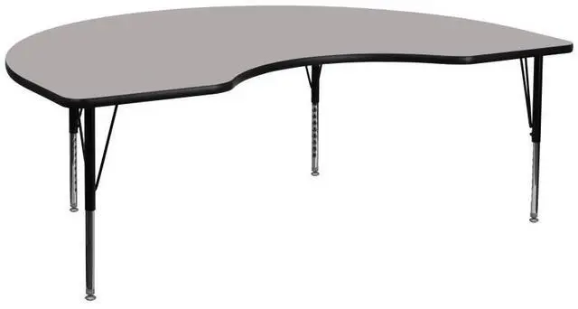 Alt view image 3 of 9 - 48''W x 72''L Kidney Grey HP Laminate Activity Table - Height Adjustable Short Legs