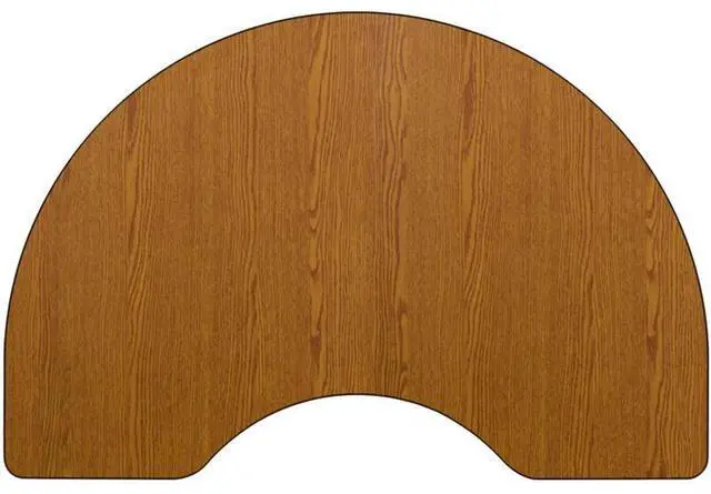 Alt view image 5 of 9 - 48''W x 72''L Kidney Oak Thermal Laminate Activity Table - Height Adjustable Short Legs