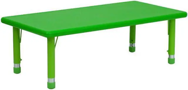 Alt view image 13 of 17 - 24''W x 48''L Rectangular Green Plastic Height Adjustable Activity Table