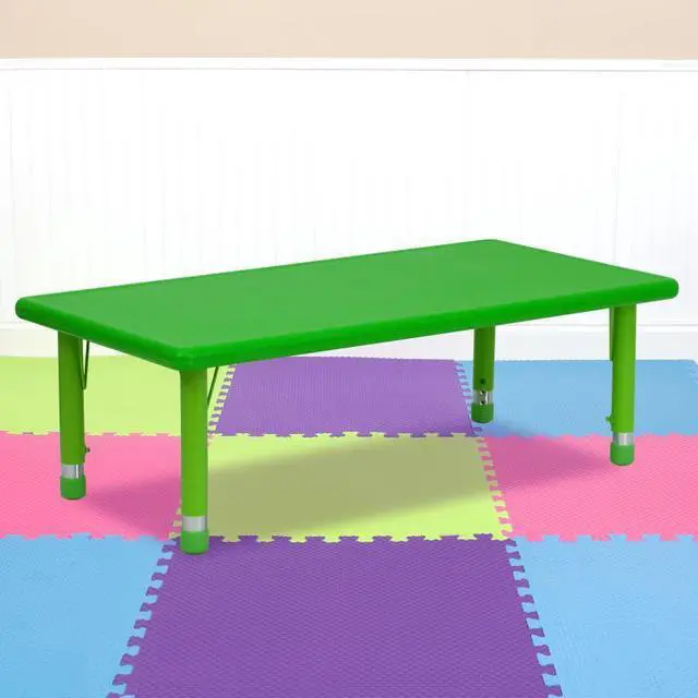 Alt view image 12 of 17 - 24''W x 48''L Rectangular Green Plastic Height Adjustable Activity Table