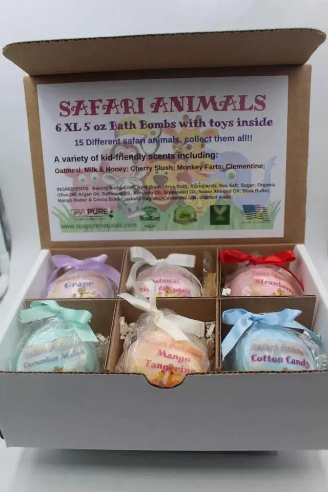 Alt view image 7 of 7 - Spa Pure Kids Safari Animals: 6 XL Bath Bomb for Kids with Surprise Toys Inside (Safari Animal) USA Made, Natural, Organic XL 5 oz Gift for Girls/Boys (6-Pack Gift Set)