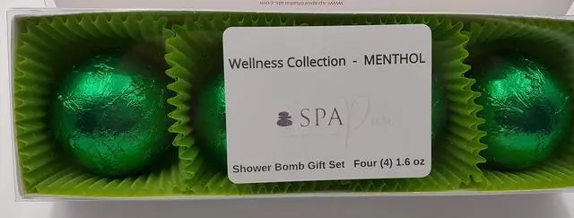 Main image of Spa Pure Wellness MENTHOLEUCALYPTUS Shower Bombs - (4-Pack) Aromatherapy Fizzing Shower Bombs by Spa Pure Naturals