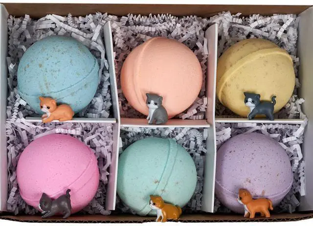 Alt view image 3 of 7 - Spa Pure Kittens in Basket: 6 Adorable Kittens hiding inside each colorful bath bomb, XL 5 oz each (6 count) pack of 1