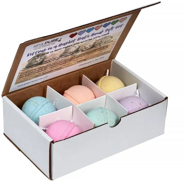 Alt view image 4 of 7 - Spa Pure Kittens in Basket: 6 Adorable Kittens hiding inside each colorful bath bomb, XL 5 oz each (6 count) pack of 1