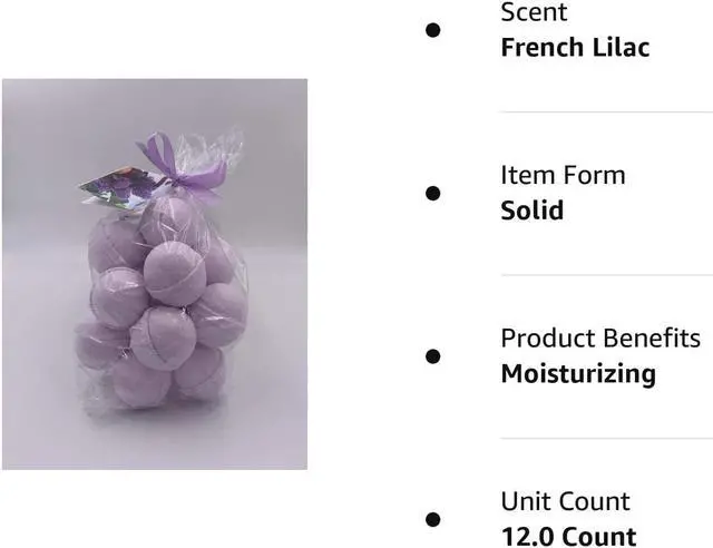 Alt view image 4 of 4 - Spa Pure French Lilac Bath Bombs: USA Made with Shea Butter, Ultra Moisturizing, Great for Dry Skin (14 Count) Pack of 1