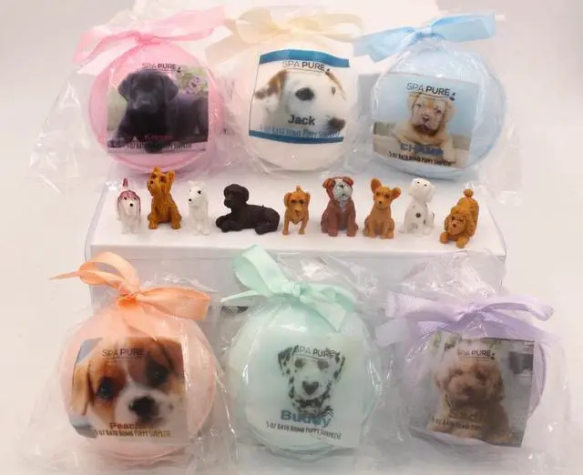 Main image of Spa Pure Adopt-A-Puppy Gift Set  USA Made, Adorable Little Puppies Inside Each Bath Bomb, Ultra-Moisturizing, Makes a Great Gift (6 Count) Pack of 1