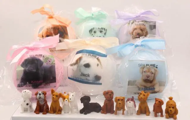 Alt view image 5 of 5 - Spa Pure Adopt-A-Puppy Gift Set  USA Made, Adorable Little Puppies Inside Each Bath Bomb, Ultra-Moisturizing, Makes a Great Gift (6 Count) Pack of 1