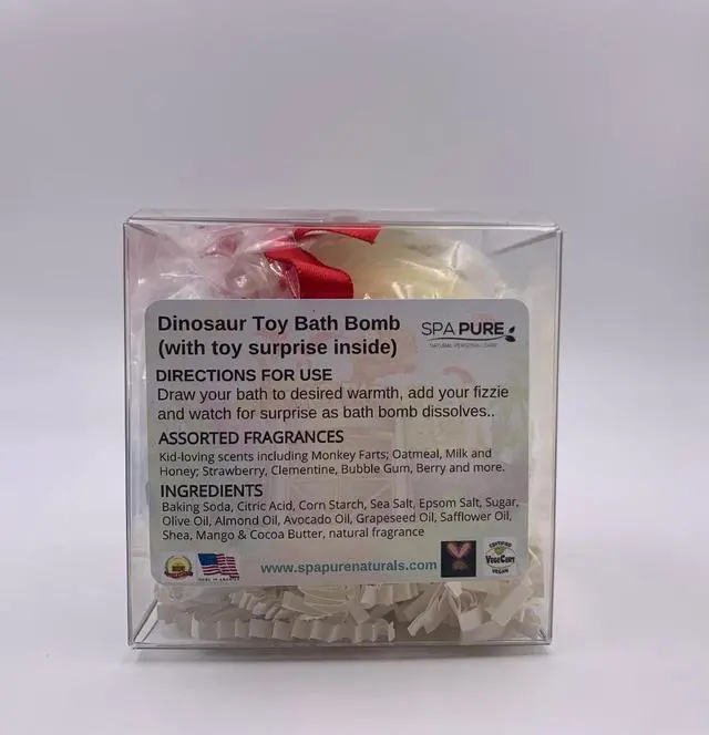 Alt view image 4 of 5 - Dinosaur Bath Bomb for Kids with Surprise Toy Inside (Dinosaur) Roar.. USA Made, Natural, Organic XL 8 oz Gift Set for Girls/Boys (8 oz Single)