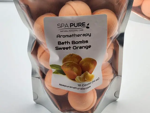 Alt view image 4 of 4 - Spa Pure Sweet Orange - Essential Oil Bath Bombs Made in USA with Coconut Milk, Shea Butter for a Luxurious Spa Bath Time (12 Count) Pack of 1