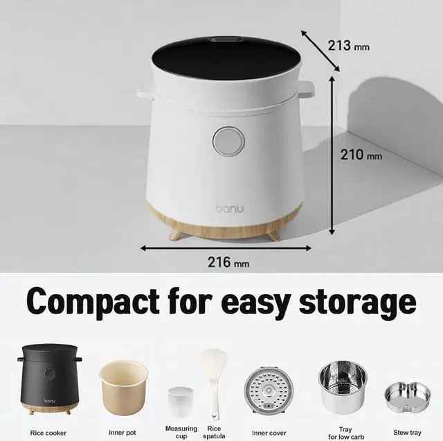 Alt view image 6 of 7 - Banu Mini Reduce Sugar Digital Programmable Multi-Functional Low Carb Rice Cooker