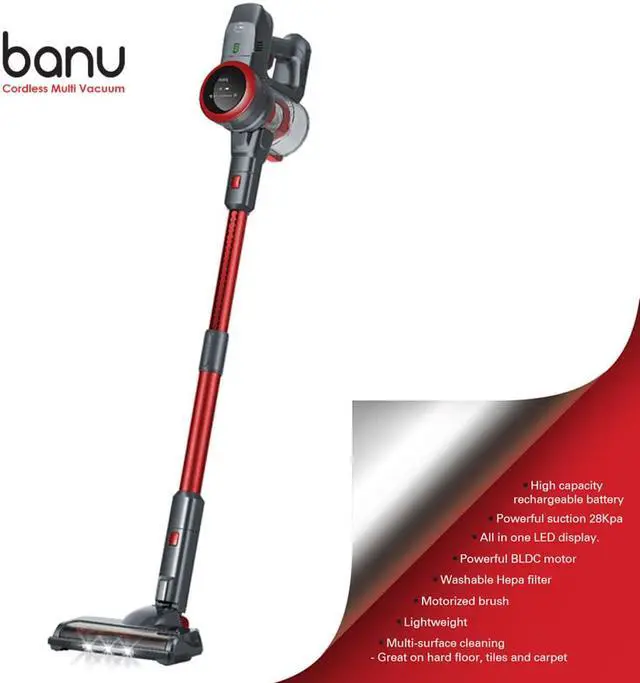 Alt view image 5 of 5 - BANU Cordless Vacuum Cleaner, Smart Stick Handheld Strong 28 KPA Suction & Lightweight for Deep Clean Hard Floor and Carpet