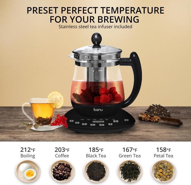 Get BANU Hot Tea Maker Electric Glass Kettle with Tea infuser and Temp  control Delivered