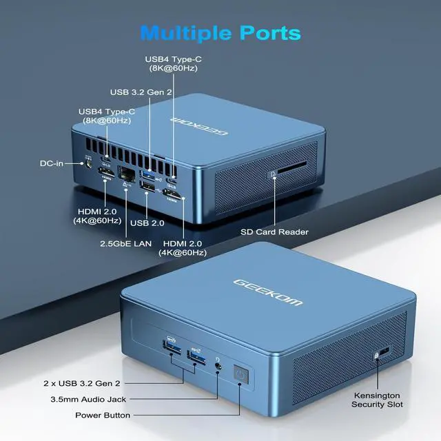 Alt view image 5 of 7 - GEEKOM Mini PC Mini IT13, 13th Intel Core i7-13700H (14C/20T, up to 5.0GHz), 32GB DDR4 RAM/1TB PCIe Gen4 SSD Mini Desktop NUC13, USB4.0/8K UHD/WiFi 6E/BT5.2, Home&Office Mini Desktop Computers