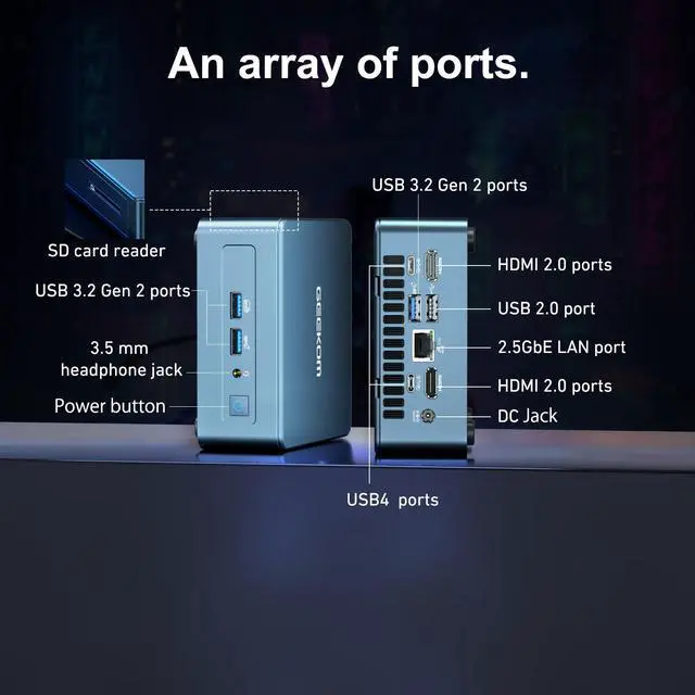 Alt view image 3 of 7 - GEEKOM Mini PC Mini IT13, 13th Gen Intel i9-13900H NUC13 Mini Computers(14 Cores,20 Threads) 32GB DDR4/2TB PCIe Gen 4 SSD Windows 11 Pro Desktop PC Support Wi-Fi 6E/Bluetooth 5.2/USB 4.0/2.5G LAN/8K