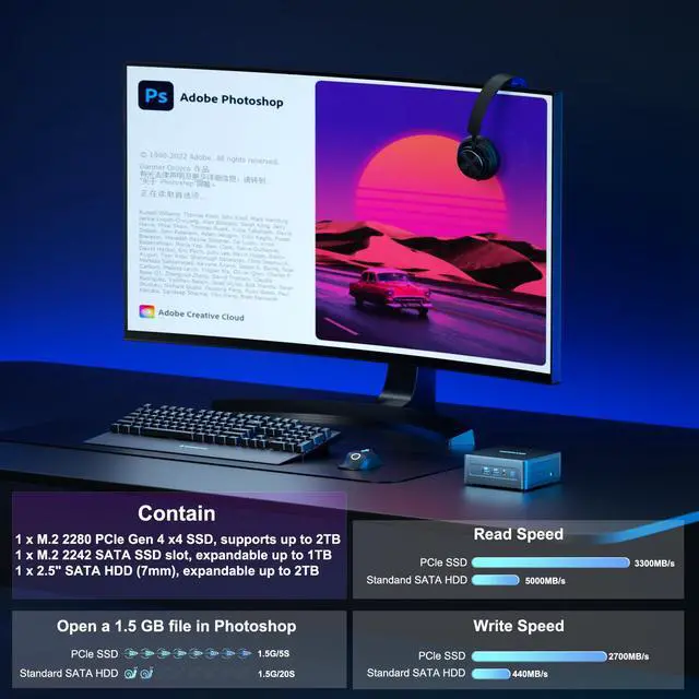 Alt view image 6 of 7 - GEEKOM Mini PC Mini IT13, 13th Gen Intel i9-13900H NUC13 Mini Computers(14 Cores,20 Threads) 32GB DDR4/2TB PCIe Gen 4 SSD Windows 11 Pro Desktop PC Support Wi-Fi 6E/Bluetooth 5.2/USB 4.0/2.5G LAN/8K