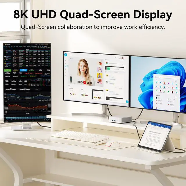 Alt view image 3 of 7 - GEEKOM A5 Pro 2026 Best Office Mini PC with AMD Ryzen5 7530U(Beat 7430U) 16GB RAM&1TB SSD Win 11 Pro 4 Screem Display 8K Video Editing Wi-Fi6 BT 5.2 2xHDMI 4xUSB SD Slot Business&IT Office&Education