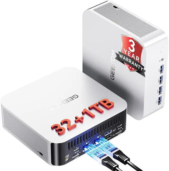 Main image of GEEKOM A8 MAX Gaming Mini PC AMD Ryzen 9 8945HS(Desktop Alternative), 32GB DDR5 & 1TB Expandable SSD for Design & AI Tools, Dual LAN, Quiet Win11 Pro Mini Computer with USB4, 8K Output|Home Office