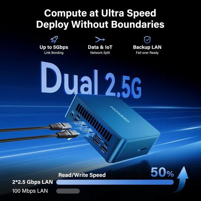 Alt view image 7 of 7 - GEEKOM Mini PC IT12 MAX,Ultra 5 125U,16GB RAM,500GB SSD(Upgradeable)
High Speed LPDDR5(5600MT/s) Business Computer (Arc Graphics) 8K | WiFi 7| Dual LAN|Gaming/Engineering/Industrial(AI Boost)