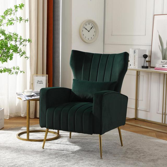 Velvet Accent Chair, Modern Living Room Armchair Comfy Upholstered