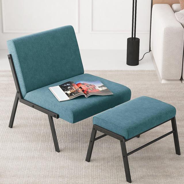 Green chair with discount footstool