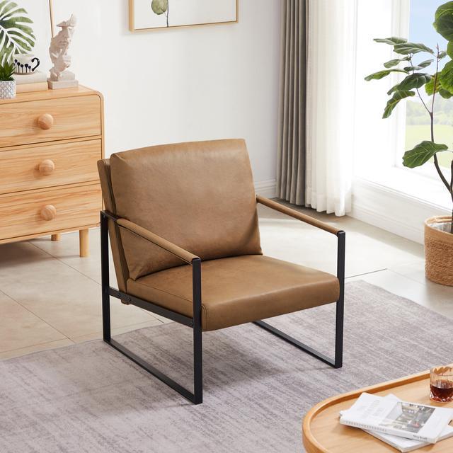 Accent Arm Chair With Extra-Thick Padded Backrest And Seat Cushion